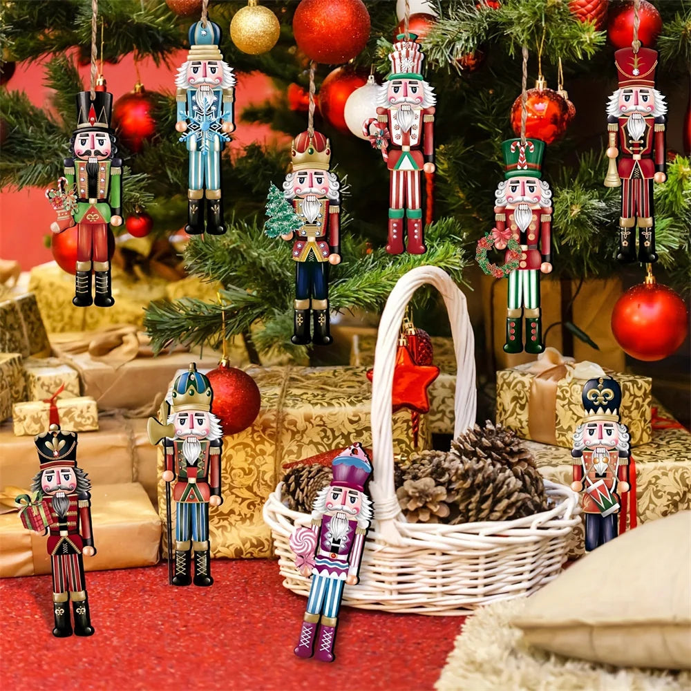 Nutcracker Christmas Ornaments – 12pcs Wooden Tree Hanging Set