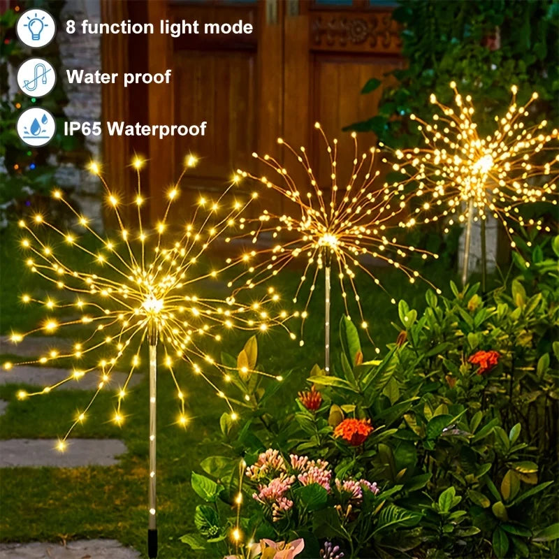 Solar Fireworks Lights Outdoor – Holiday Garden Patio Decor