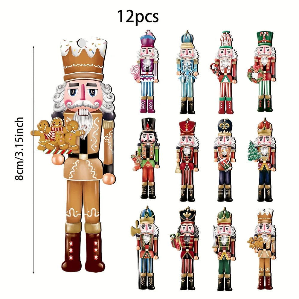 Nutcracker Christmas Ornaments – 12pcs Wooden Tree Hanging Set