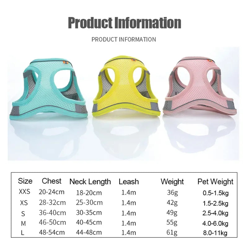 Reflective Adjustable Pet Harness & Leash Set for Dogs & Cats