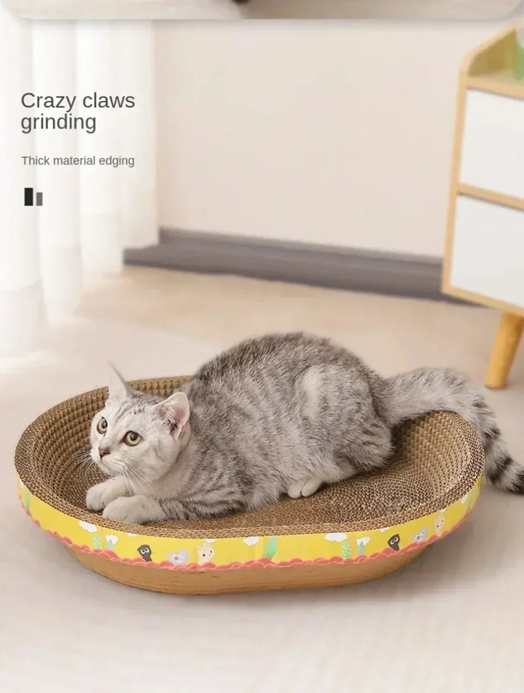 Cat Scratching Board – Oval Corrugated Nest & Furniture Protector