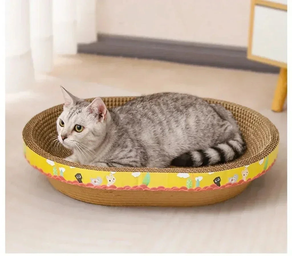 Cat Scratching Board – Oval Corrugated Nest & Furniture Protector