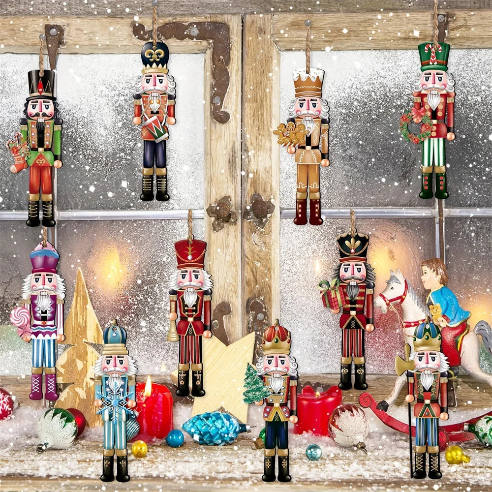 Nutcracker Christmas Ornaments – 12pcs Wooden Tree Hanging Set