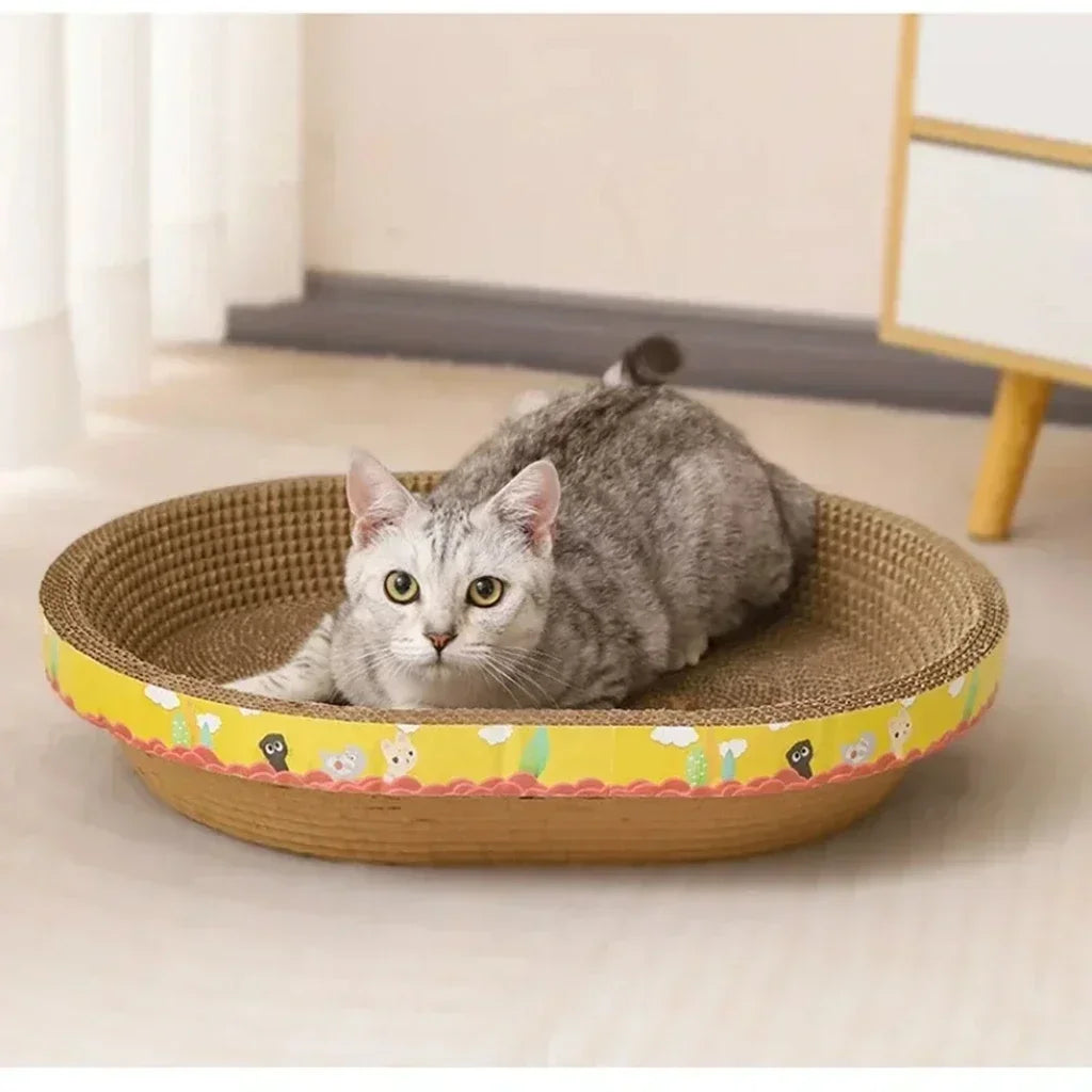 Cat Scratching Board – Oval Corrugated Nest & Furniture Protector