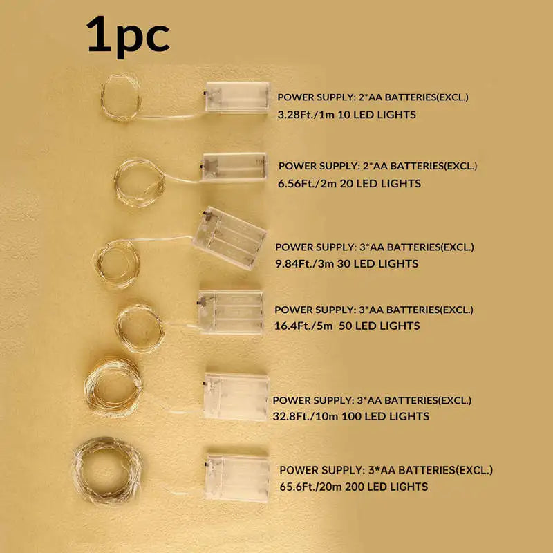 Fairy String Lights – LED Copper Wire Battery Powered Decor