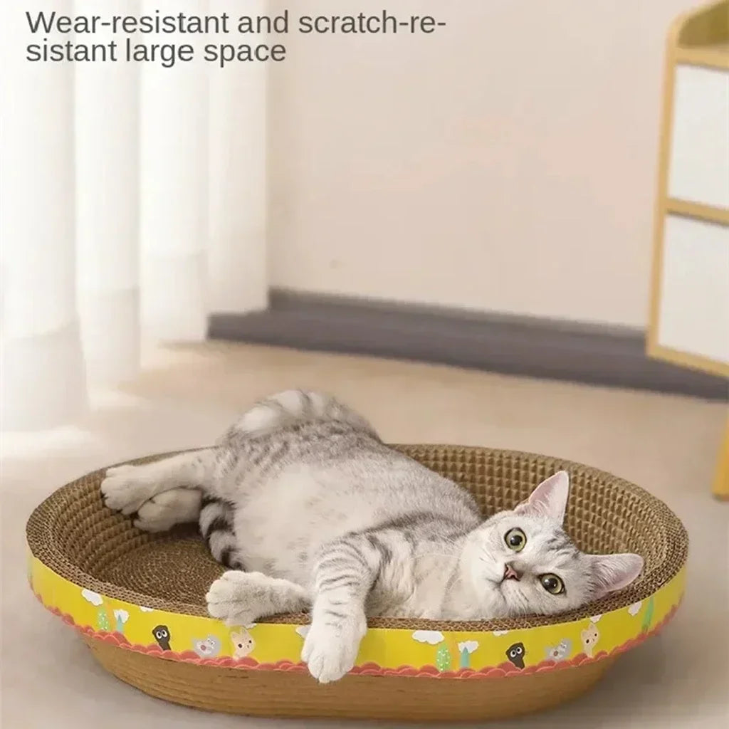 Cat Scratching Board – Oval Corrugated Nest & Furniture Protector