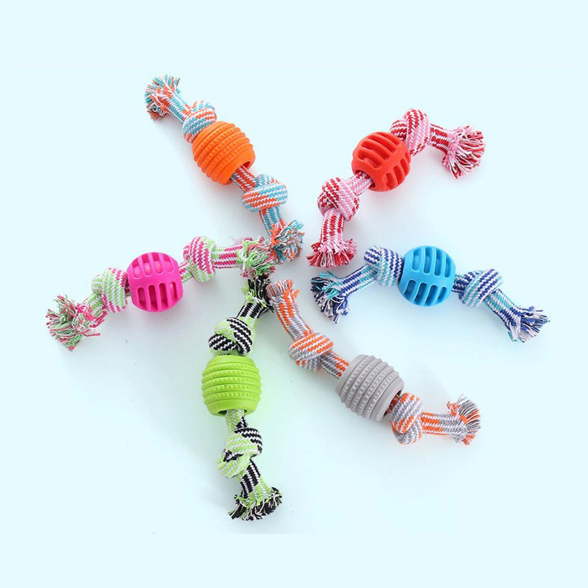 Durable Dog Rope Toy with Chew Ball – Cotton & TPR Pet Chew Toy