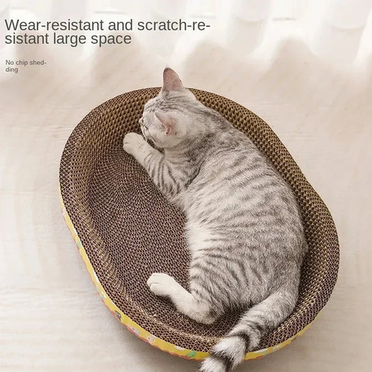 Cat Scratching Board – Oval Corrugated Nest & Furniture Protector
